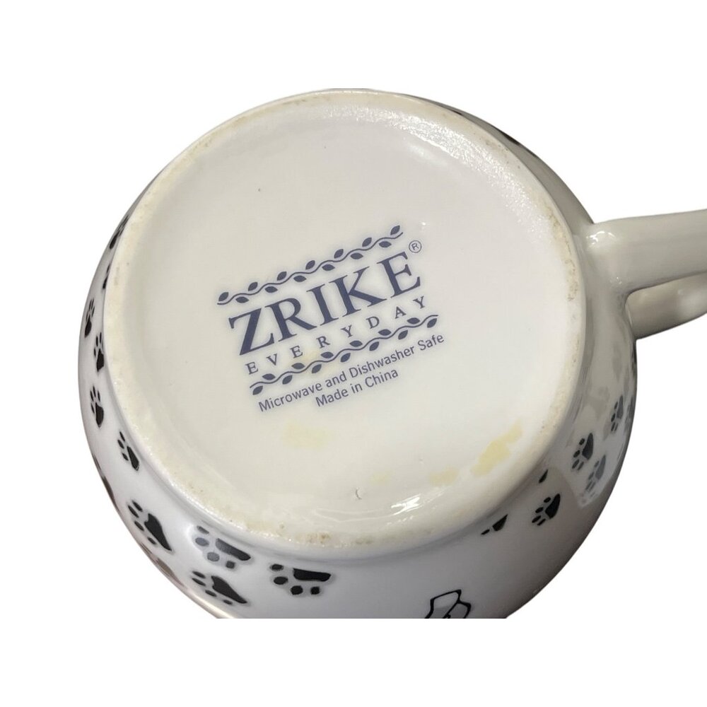 Zrike Everyday "Here Kitty" Mugs Porcelain Paw Print Cat Set Of 3 White Black - Picture 3 of 6